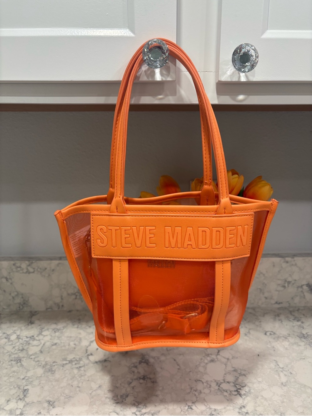 Steve Madden Bright Orange Clear Tote